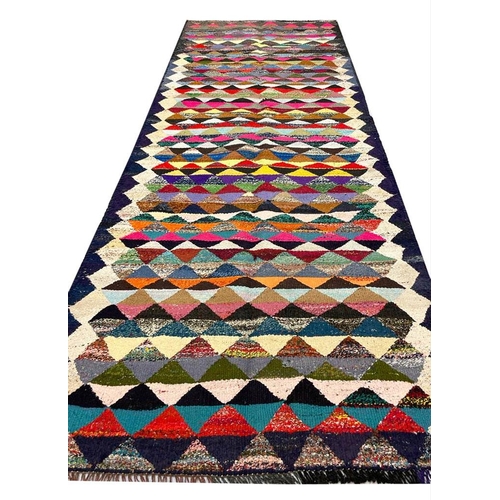 91 - VINTAGE PERSIAN TRIBAL KILIM, 310cm x 120cm.