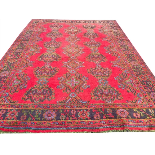 97 - ANTIQUE TURKISH OUSHAK CARPET, 395cm x 311cm.