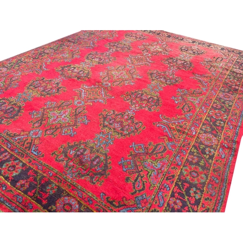 97 - ANTIQUE TURKISH OUSHAK CARPET, 395cm x 311cm.