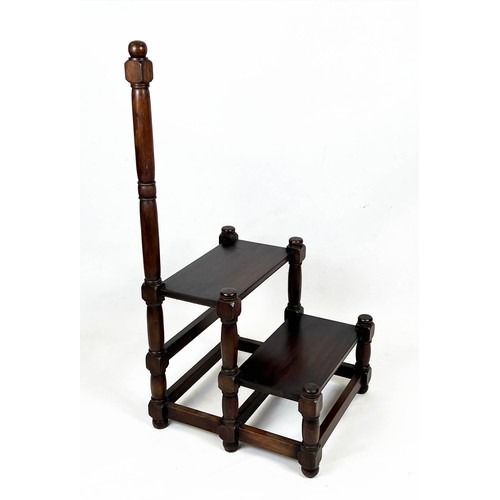 244 - LIBRARY STEPS, 114cm H x 51cm x 54cm, 19th century style hardwood.