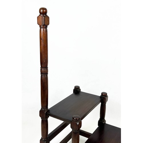 244 - LIBRARY STEPS, 114cm H x 51cm x 54cm, 19th century style hardwood.