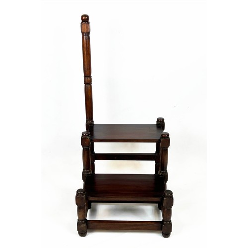 244 - LIBRARY STEPS, 114cm H x 51cm x 54cm, 19th century style hardwood.