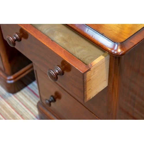 251 - BEDSIDE CHESTS, a pair, Victorian mahogany, each with three drawers. (2)