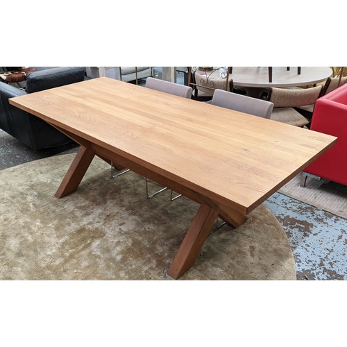 370 - DINING TABLE, contemporary farmhouse style, X frame base, 220cm x 96cm x 75cm.