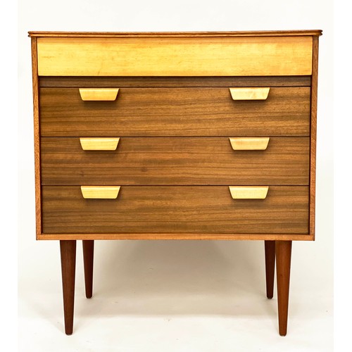 297 - CHEST BY UNIFLEX, 1970's teak and bois cler contrast wood with frieze drawer above three long drawer... 