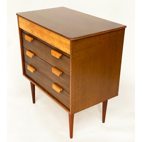 297 - CHEST BY UNIFLEX, 1970's teak and bois cler contrast wood with frieze drawer above three long drawer... 