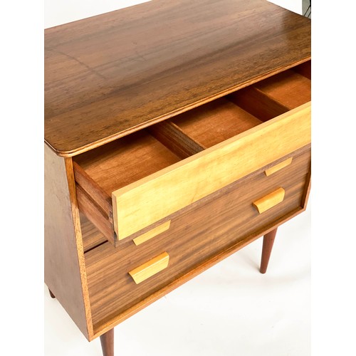 297 - CHEST BY UNIFLEX, 1970's teak and bois cler contrast wood with frieze drawer above three long drawer... 