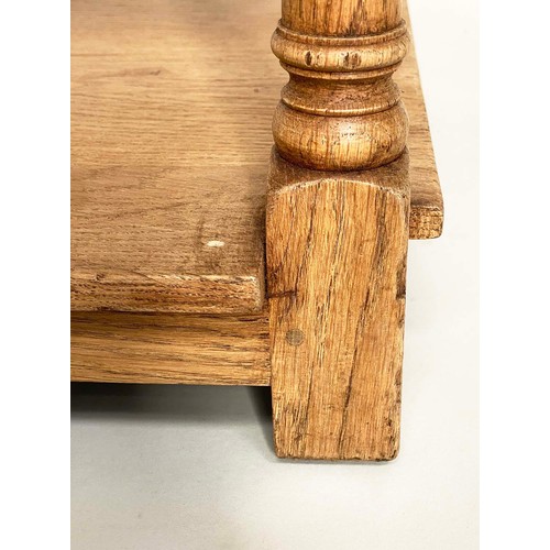 139 - LAMP TABLES, a pair, Georgian design solid oak each with drawer and undertier, 61cm x 50cm x 59cm H.... 