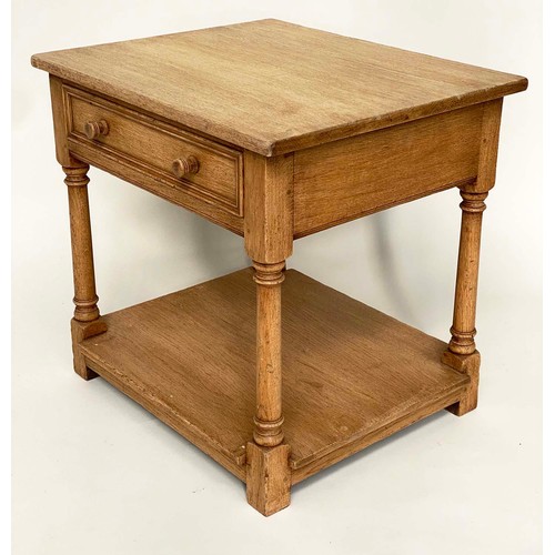 139 - LAMP TABLES, a pair, Georgian design solid oak each with drawer and undertier, 61cm x 50cm x 59cm H.... 