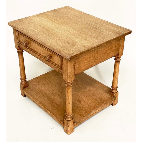 139 - LAMP TABLES, a pair, Georgian design solid oak each with drawer and undertier, 61cm x 50cm x 59cm H.... 