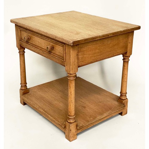 139 - LAMP TABLES, a pair, Georgian design solid oak each with drawer and undertier, 61cm x 50cm x 59cm H.... 