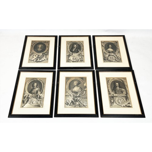 59 - PORTRAIT ENGRAVINGS, a set of six, by Jacobus Houbraken, 35cm x 21cm. (6)