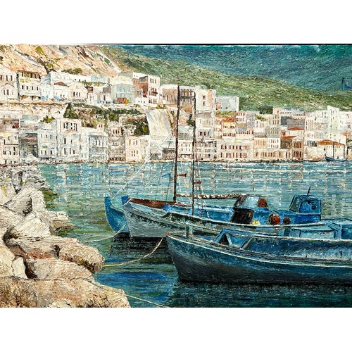 50 - 20th CENTURY CONTINENTAL SCHOOL, 'Amalfi Coast', oil on canvas, indistinctly signed lower right, 45c... 