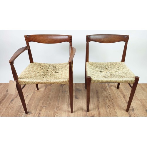 376 - DINING CHAIRS, a set of six, includes two with arms, 77cm H each approx. (6)