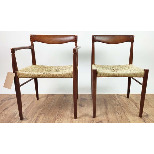 376 - DINING CHAIRS, a set of six, includes two with arms, 77cm H each approx. (6)