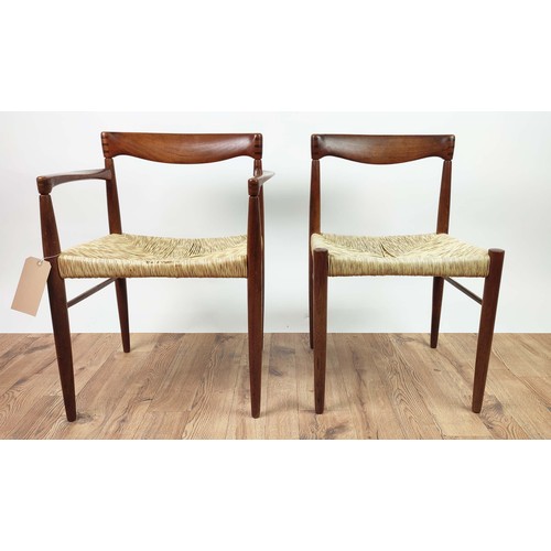 376 - DINING CHAIRS, a set of six, includes two with arms, 77cm H each approx. (6)