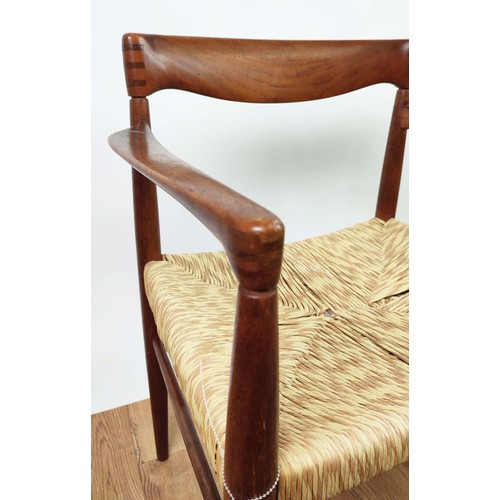 376 - DINING CHAIRS, a set of six, includes two with arms, 77cm H each approx. (6)