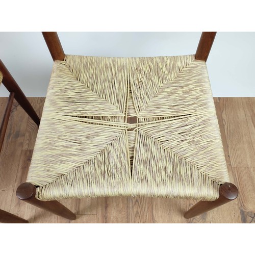 376 - DINING CHAIRS, a set of six, includes two with arms, 77cm H each approx. (6)