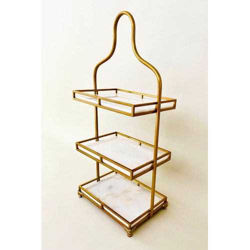 330 - ETAGERE, 1960's French style, 85cm high, 41cm wide, 25cm deep, three-tier form, marble and gilt meta... 