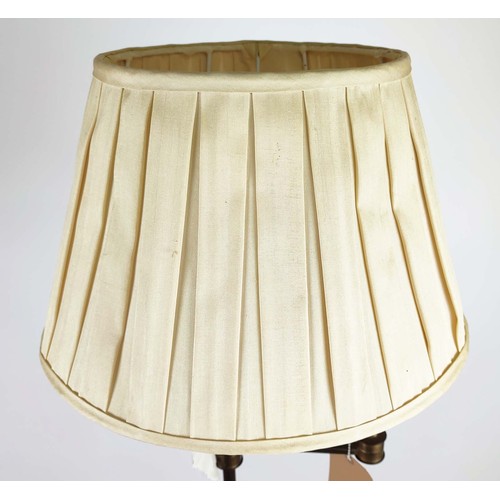 438 - READING FLOOR LAMP, 150cm high, 40cm wide, swing arm design, gilt metal with pleated shade.