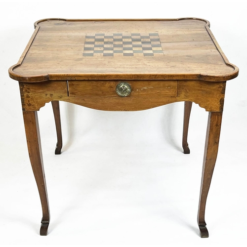 261 - GAMES TABLE, 73cm H x 84cm W x 82cm D 18th century Italian walnut with chessboard inlaid top and fri... 