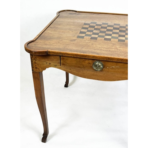 261 - GAMES TABLE, 73cm H x 84cm W x 82cm D 18th century Italian walnut with chessboard inlaid top and fri... 