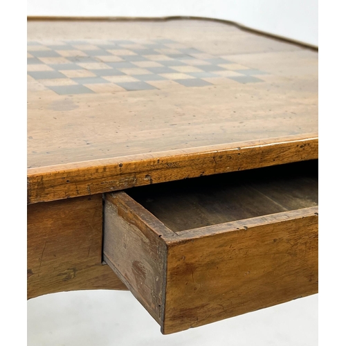 261 - GAMES TABLE, 73cm H x 84cm W x 82cm D 18th century Italian walnut with chessboard inlaid top and fri... 