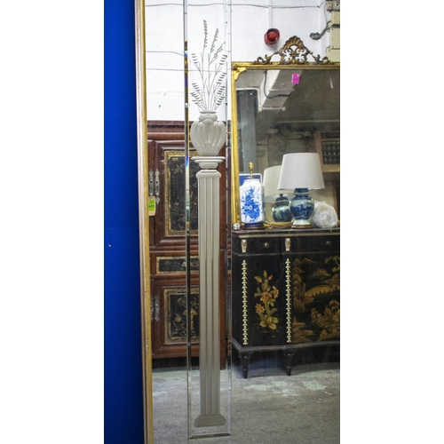 259 - WALL MIRROR, 365cm H x 120cm, mid 20th century Italian silvered wood with etched plates.