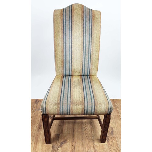 429 - HART VILLA INTERIORS DINING CHAIRS, 105cm high, 55cm wide, 60cm deep, a set of four, striped fabric ... 