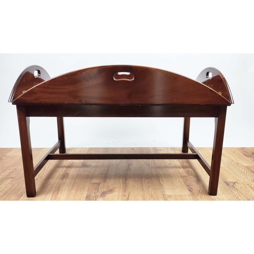 434 - BUTLERS TRAY TABLE, 120cm x 89.5cm x 45.5cm, Georgian style, with additional fitted glass top.