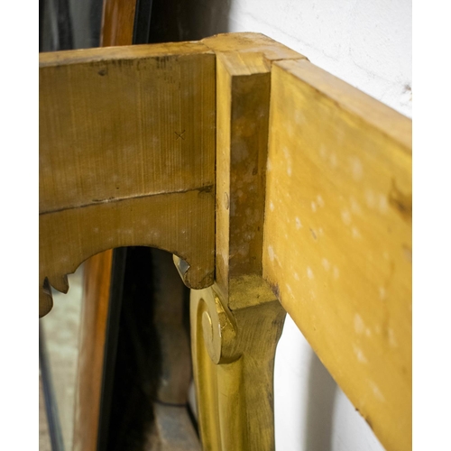 263 - SERPENTINE CONSOLE TABLE, 98cm H x 135cm W x 57cm D, Louis XV style giltwood with marble top.