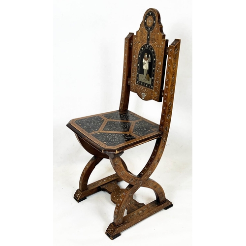 265 - HALL CHAIRS, 98cm H x 44cm W, a set of four, 19th century Italian walnut and marquetry. (4)