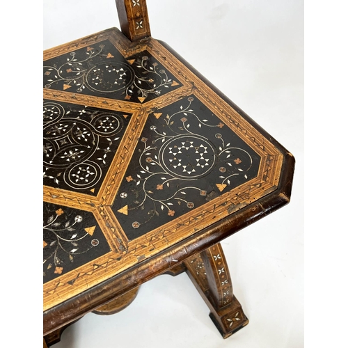 265 - HALL CHAIRS, 98cm H x 44cm W, a set of four, 19th century Italian walnut and marquetry. (4)