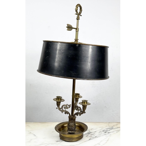 14 - BOUILLOTTE LAMP, French 19th century style, gilt metal with toleware shade, 70cm H x 30cm W.