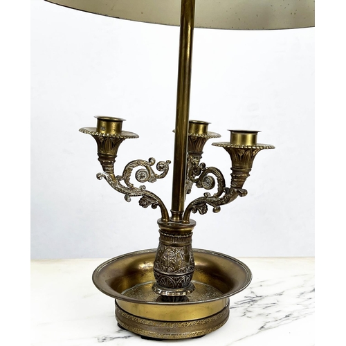 14 - BOUILLOTTE LAMP, French 19th century style, gilt metal with toleware shade, 70cm H x 30cm W.