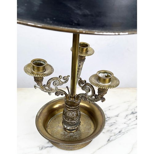 14 - BOUILLOTTE LAMP, French 19th century style, gilt metal with toleware shade, 70cm H x 30cm W.