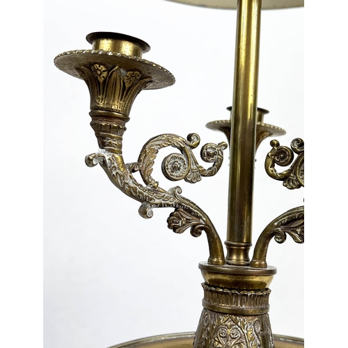 14 - BOUILLOTTE LAMP, French 19th century style, gilt metal with toleware shade, 70cm H x 30cm W.