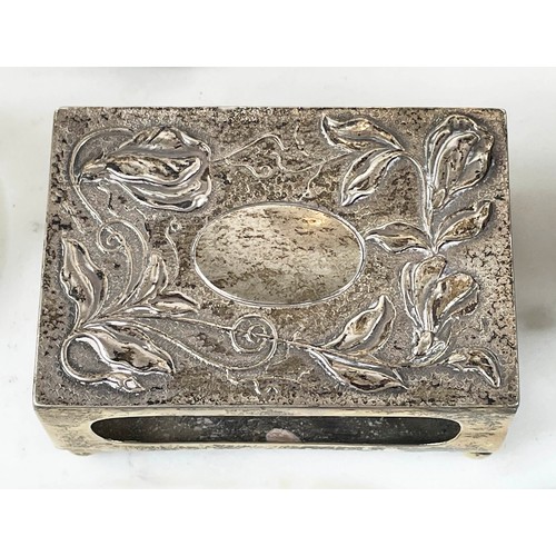 18 - A QUANTITY OF SILVER AND SILVER PLATE, including an Art Nouveau style silver picture frame, Sheffiel... 