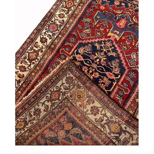 81 - ANTIQUE PERSIAN BIJAR RUG, 215cm x 125cm.