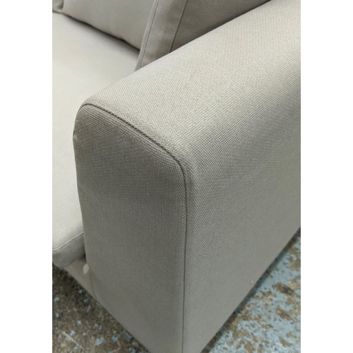 394 - CAMERICH CRESCENT SOFA, 225cm W, grey fabric upholstery.