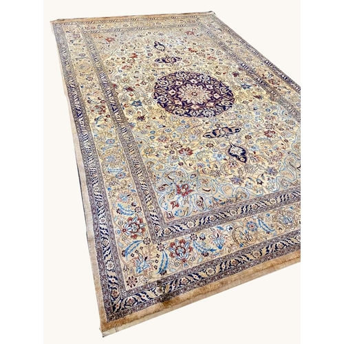 70 - FINE PURE SILK TEHRAN DESIGN CARPET, 245cm x 150cm.