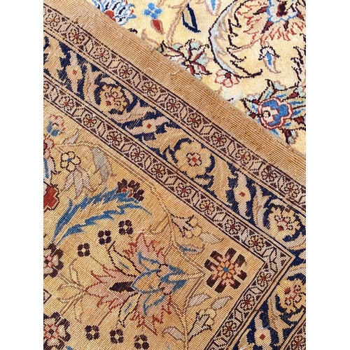 70 - FINE PURE SILK TEHRAN DESIGN CARPET, 245cm x 150cm.