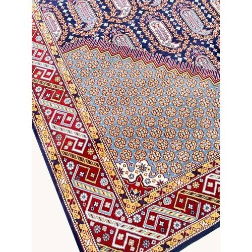 68 - PURE SILK PAISLEY DESIGN CARPET, 423cm x 310cm.