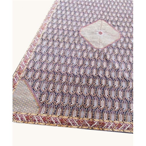 68 - PURE SILK PAISLEY DESIGN CARPET, 423cm x 310cm.