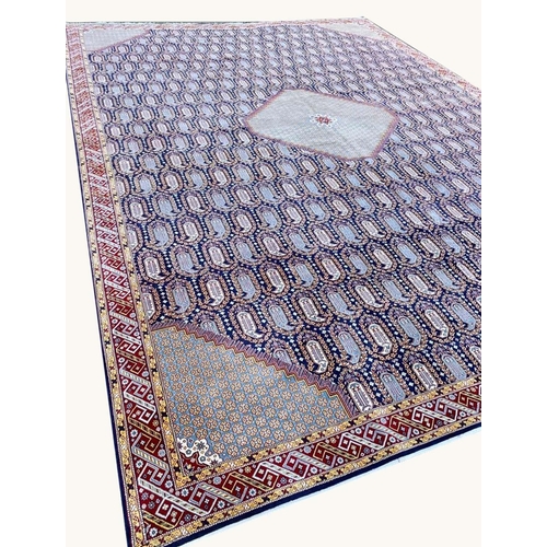 68 - PURE SILK PAISLEY DESIGN CARPET, 423cm x 310cm.