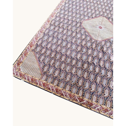 68 - PURE SILK PAISLEY DESIGN CARPET, 423cm x 310cm.