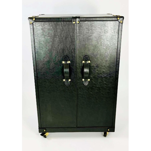 337 - DRINKS CABINET, 112cm high, 71cm wide, 46cm deep, 147cm open, in the form a steamer cabinet, real le... 