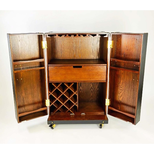 337 - DRINKS CABINET, 112cm high, 71cm wide, 46cm deep, 147cm open, in the form a steamer cabinet, real le... 