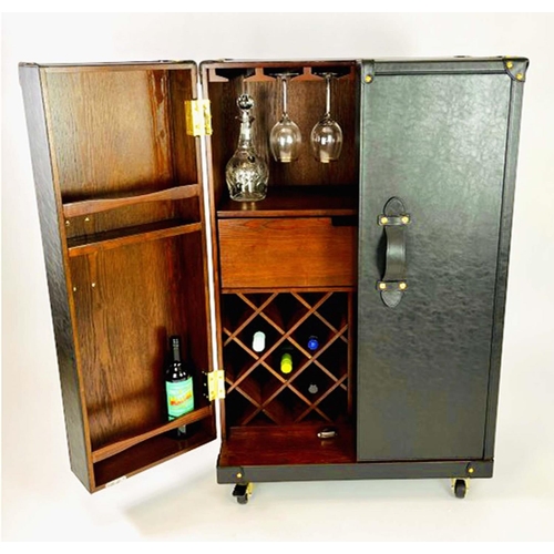 337 - DRINKS CABINET, 112cm high, 71cm wide, 46cm deep, 147cm open, in the form a steamer cabinet, real le... 