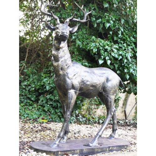 333 - SCULPTURAL STUDY OF A STAG, 154cm H x 105cm W x 50cm D, cast metal, bronzed finish.